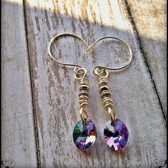 Swarovski Baroque Crystal & Silver Wire Earring - Picture 7 of 7